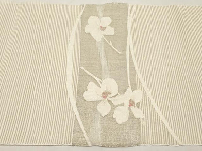 平和屋着物＊夏物　八寸名古屋帯　絽綴れ　舞花文　金銀糸　正絹　逸品　CABK1620tx