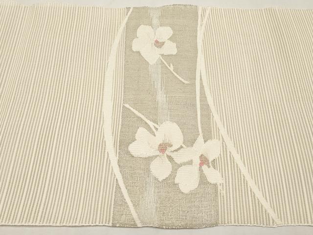 平和屋着物＊夏物　八寸名古屋帯　絽綴れ　舞花文　金銀糸　正絹　逸品　CABK1620tx