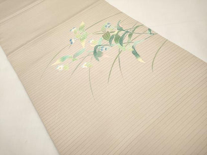 平和屋着物＊夏物　絽塩瀬　九寸名古屋帯　作家物　友禅　枝花文　正絹　逸品　CABK1623tx