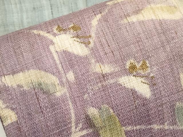 平和屋着物＊夏物　九寸開き名古屋帯　作家物　手描き　枝花文　金彩　麻　逸品　CABK1625tx