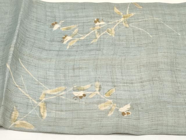 平和屋着物＊夏物　九寸開き名古屋帯　作家物　手描き　枝花文　金彩　麻　逸品　CABK1625tx
