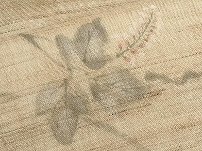 平和屋着物＊夏物　九寸名古屋帯　手描き　枝花文　麻　逸品　CABK1632tx