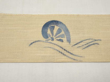 平和屋着物＊夏物　八寸名古屋帯　藍　片輪車文　交織　CABK1634tx