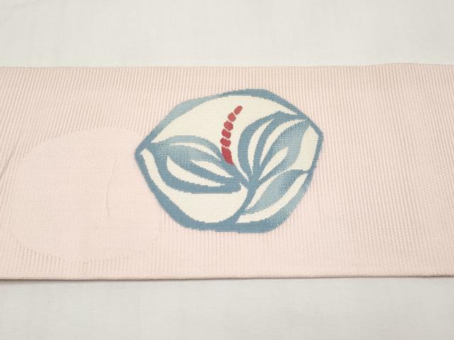 平和屋着物＊夏物　九寸名古屋帯　花丸文　正絹　逸品　CABK1635tx