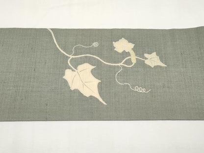 平和屋着物＊夏物　九寸名古屋帯　瓢箪蔦の葉文　金銀彩　正絹　逸品　CABK1638tx