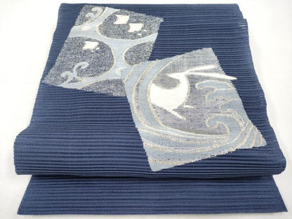 平和屋着物＊夏物　八寸名古屋帯　絽綴れ　兎　千鳥　銀糸　正絹　逸品　CABK1639tx