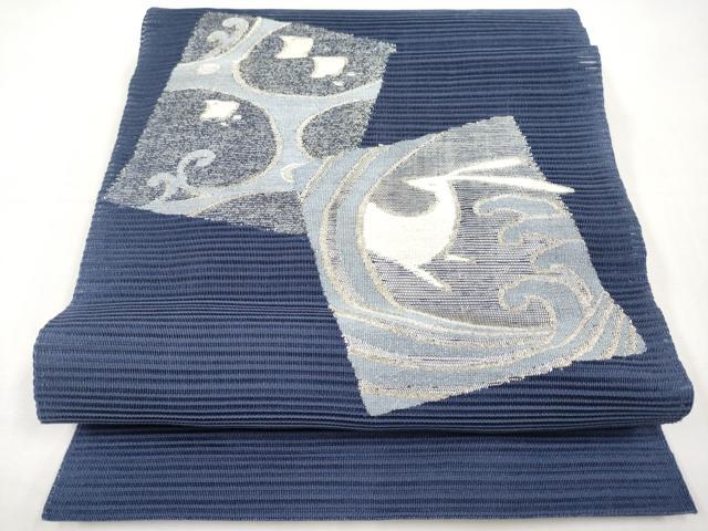 平和屋着物＊夏物　八寸名古屋帯　絽綴れ　兎　千鳥　銀糸　正絹　逸品　CABK1639tx