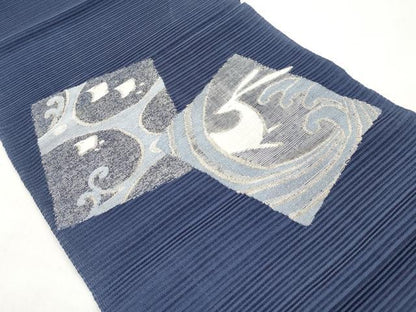 平和屋着物＊夏物　八寸名古屋帯　絽綴れ　兎　千鳥　銀糸　正絹　逸品　CABK1639tx