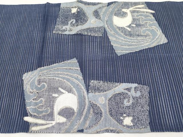 平和屋着物＊夏物　八寸名古屋帯　絽綴れ　兎　千鳥　銀糸　正絹　逸品　CABK1639tx