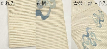 平和屋着物＊夏物　八寸名古屋帯　絽綴れ　立波文　銀糸　正絹　逸品　CABK1640tx