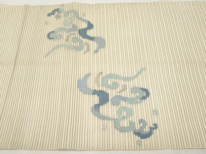 平和屋着物＊夏物　八寸名古屋帯　絽綴れ　立波文　銀糸　正絹　逸品　CABK1640tx