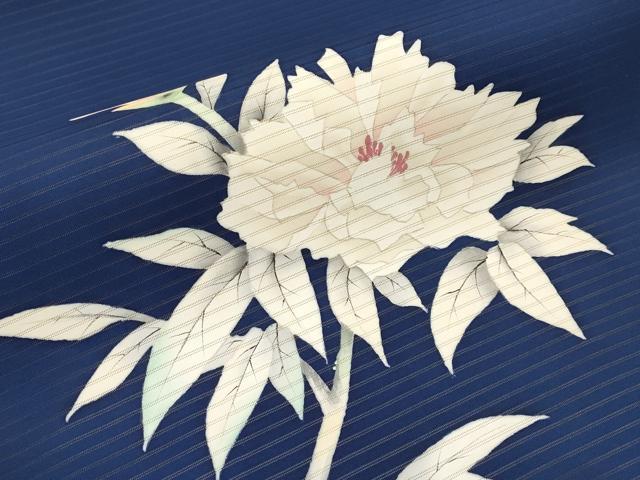 平和屋着物＊夏物　絽塩瀬　九寸開き名古屋帯　手描き　牡丹　正絹　逸品　CABK1644tx