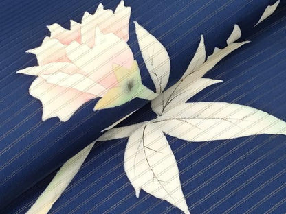 平和屋着物＊夏物　絽塩瀬　九寸開き名古屋帯　手描き　牡丹　正絹　逸品　CABK1644tx