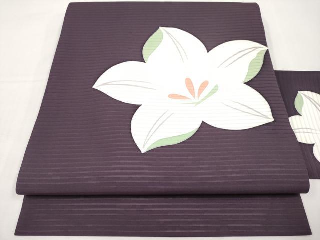 平和屋着物＊夏物　絽塩瀬　九寸名古屋帯　桔梗　正絹　逸品　未使用　CABK1645tx