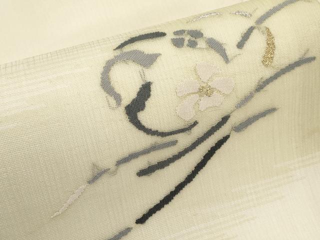 平和屋着物＊夏物　九寸名古屋帯　すくい織　花紐文　金銀糸　正絹　逸品　CABK1647tx