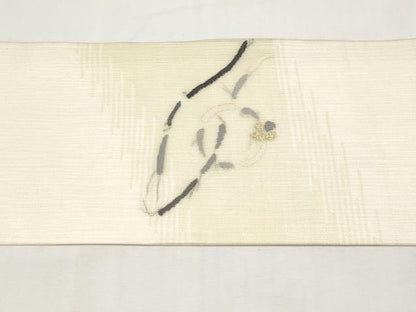 平和屋着物＊夏物　九寸名古屋帯　すくい織　花紐文　金銀糸　正絹　逸品　CABK1647tx