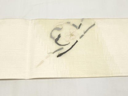平和屋着物＊夏物　九寸名古屋帯　すくい織　花紐文　金銀糸　正絹　逸品　CABK1647tx
