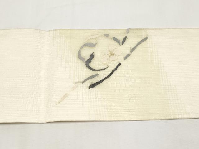平和屋着物＊夏物　九寸名古屋帯　すくい織　花紐文　金銀糸　正絹　逸品　CABK1647tx