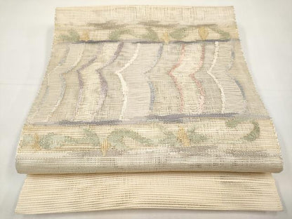 平和屋着物＊夏物　八寸名古屋帯　横段唐草文　正絹　逸品　CABK1648tx