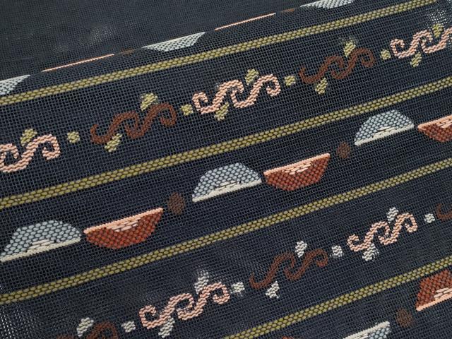 平和屋着物＊夏物　八寸名古屋帯　抽象文　正絹　逸品　CABK1649tx
