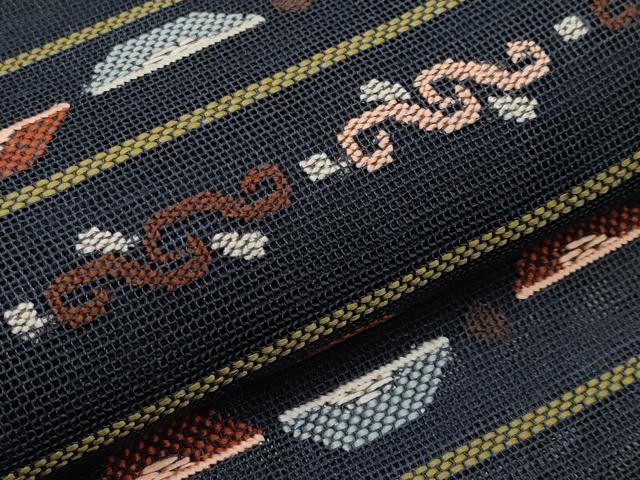 平和屋着物＊夏物　八寸名古屋帯　抽象文　正絹　逸品　CABK1649tx