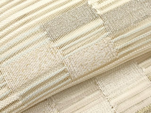 平和屋着物＊夏物　八寸名古屋帯　絽綴れ　抽象文　金銀糸　正絹　逸品　CABK1652tx