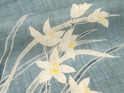 平和屋着物＊夏物　九寸名古屋帯　作家物　草花文　麻　逸品　CABK1653tx