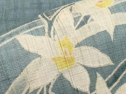 平和屋着物＊夏物　九寸名古屋帯　作家物　草花文　麻　逸品　CABK1653tx