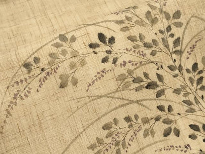 平和屋着物＊夏物　九寸開き名古屋帯　手描き　枝花文　麻　逸品　CABK1654tx