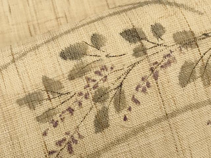 平和屋着物＊夏物　九寸開き名古屋帯　手描き　枝花文　麻　逸品　CABK1654tx