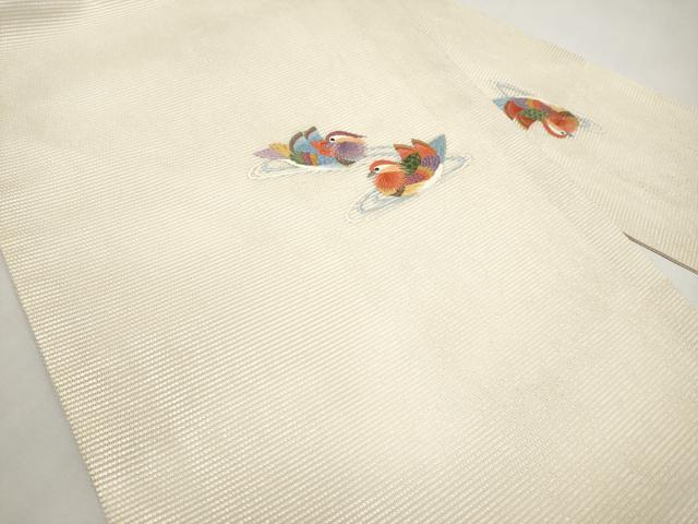 平和屋着物＊夏物　九寸名古屋帯　総刺繍　鴛鴦　正絹　逸品　未使用　CABK1655tx