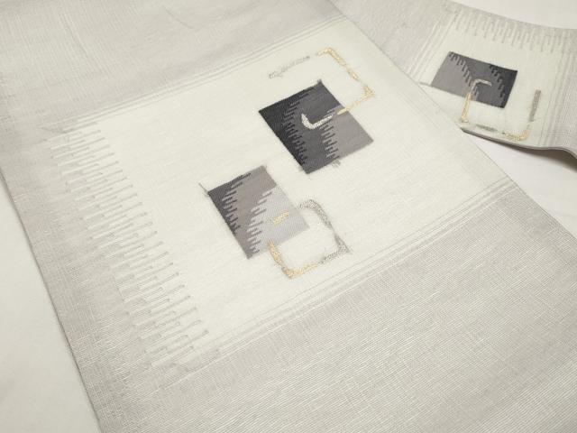 平和屋着物＊夏物　九寸名古屋帯　色紙文　金銀糸　正絹　逸品　CABK1656tx