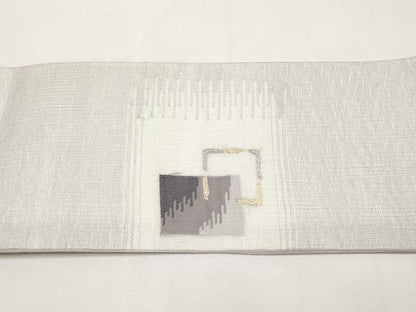 平和屋着物＊夏物　九寸名古屋帯　色紙文　金銀糸　正絹　逸品　CABK1656tx