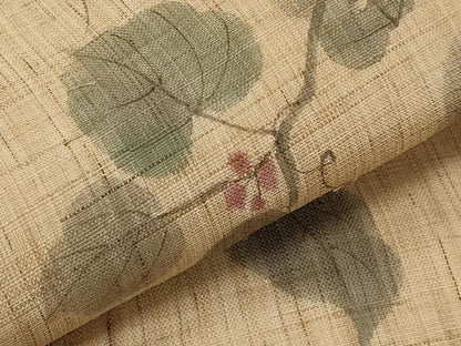 平和屋着物＊夏物　九寸名古屋帯　作家物　手描き　葡萄蔦の葉文　麻　逸品　CABK1659tx