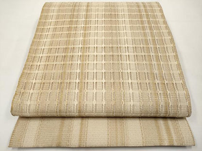 平和屋着物＊夏物　太鼓柄袋帯　格子柄　金糸　正絹　逸品　CABK1670tx