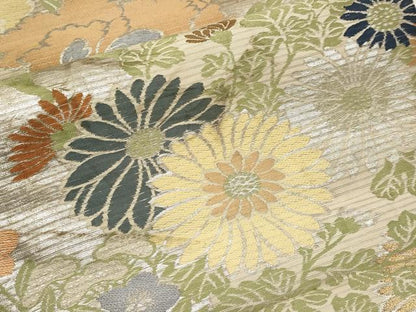 平和屋着物＊夏物　アンティーク　大正ロマン　丸帯　唐織　草花文　金銀糸　引き抜き帯　正絹　逸品　CABK1675tx