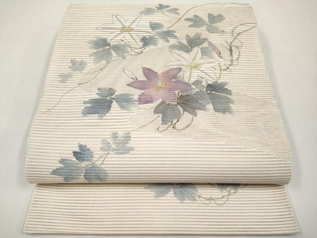 平和屋着物＊夏物　八寸名古屋帯　作家物　手描き　絽綴れ　枝花文　金彩　正絹　逸品　CABK1686tx