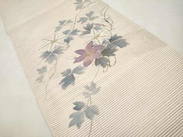 平和屋着物＊夏物　八寸名古屋帯　作家物　手描き　絽綴れ　枝花文　金彩　正絹　逸品　CABK1686tx