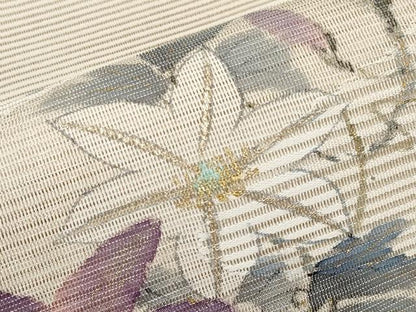 平和屋着物＊夏物　八寸名古屋帯　作家物　手描き　絽綴れ　枝花文　金彩　正絹　逸品　CABK1686tx
