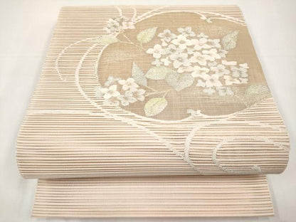 平和屋着物＊夏物　八寸名古屋帯　絽綴れ　紫陽花　金銀糸　正絹　逸品　CABK1688tx