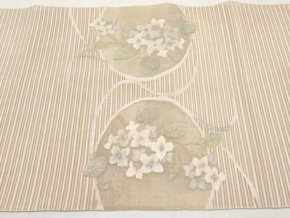平和屋着物＊夏物　八寸名古屋帯　絽綴れ　紫陽花　金銀糸　正絹　逸品　CABK1688tx