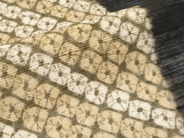 平和屋着物＊夏物　九寸名古屋帯　蜘蛛絞り　紬地　黒地　正絹　逸品　CABK1694tx