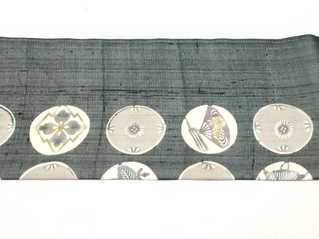 平和屋着物＊夏物　絹芭蕉　九寸名古屋帯　紅型　吉祥丸文　正絹　逸品　CABK1696tx