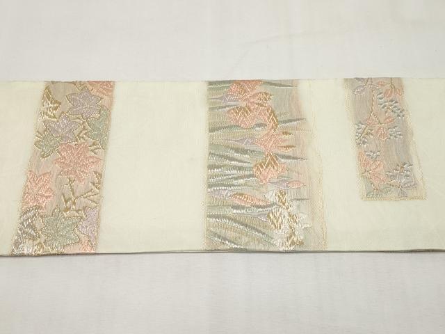 平和屋着物＊夏物　九寸名古屋帯　唐織　草花文　金銀糸　正絹　逸品　CABK1697tx