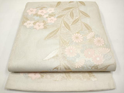 平和屋着物＊夏物　六通柄袋帯　花丸文　金糸　正絹　逸品　CABK1701tx