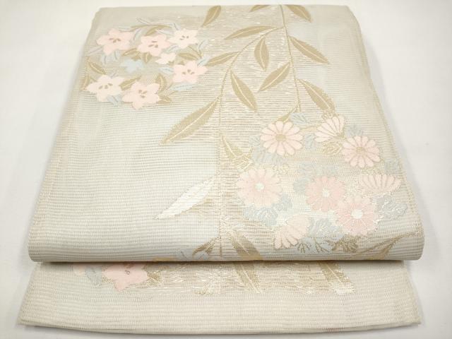 平和屋着物＊夏物　六通柄袋帯　花丸文　金糸　正絹　逸品　CABK1701tx