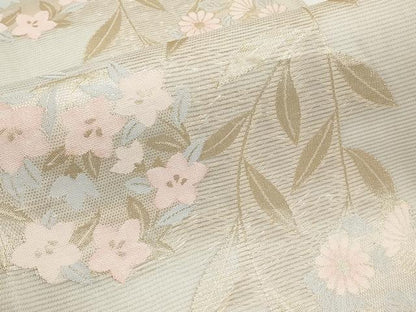 平和屋着物＊夏物　六通柄袋帯　花丸文　金糸　正絹　逸品　CABK1701tx