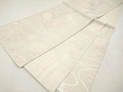 平和屋着物＊夏物　六通柄袋帯　花唐草文　銀糸　正絹　逸品　CABK1702tx