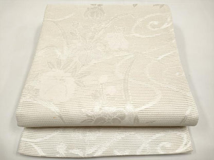 平和屋着物＊夏物　六通柄袋帯　花唐草文　銀糸　正絹　逸品　CABK1702tx