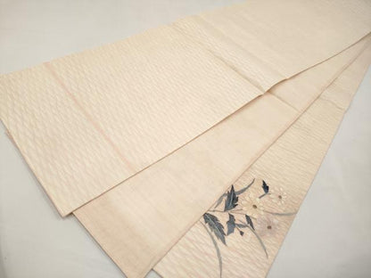 平和屋着物＊夏物　太鼓柄袋帯　すくい織　枝菊文　正絹　逸品　CABK1708tx